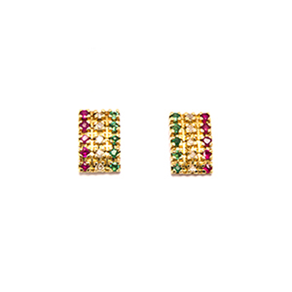 Brinco Meia Alian�a Tri em Ouro 18 Kilates - 21232